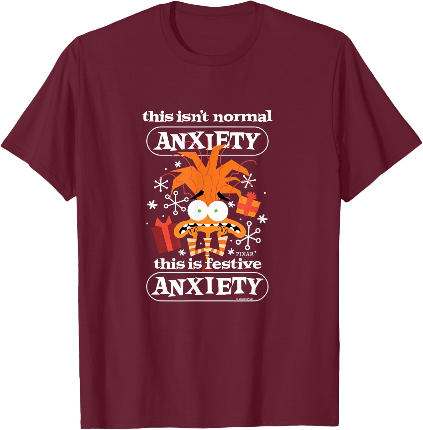 Inside Out 2 - Anxiety Festive Christmas T-Shirt - T-Shirt | Maroon