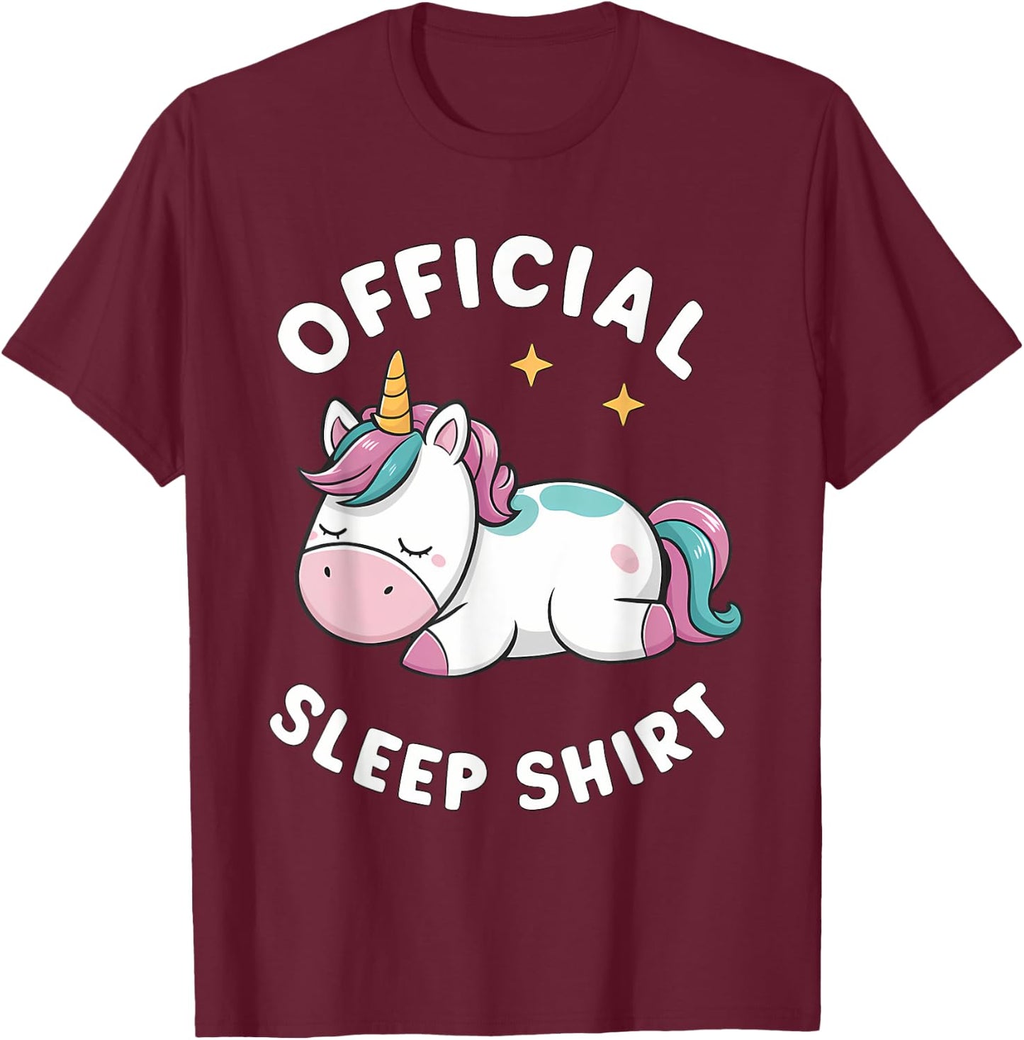Official Sleep Shirt Unicorn Pajamas Nightgown T-Shirt - T-Shirt | Maroon