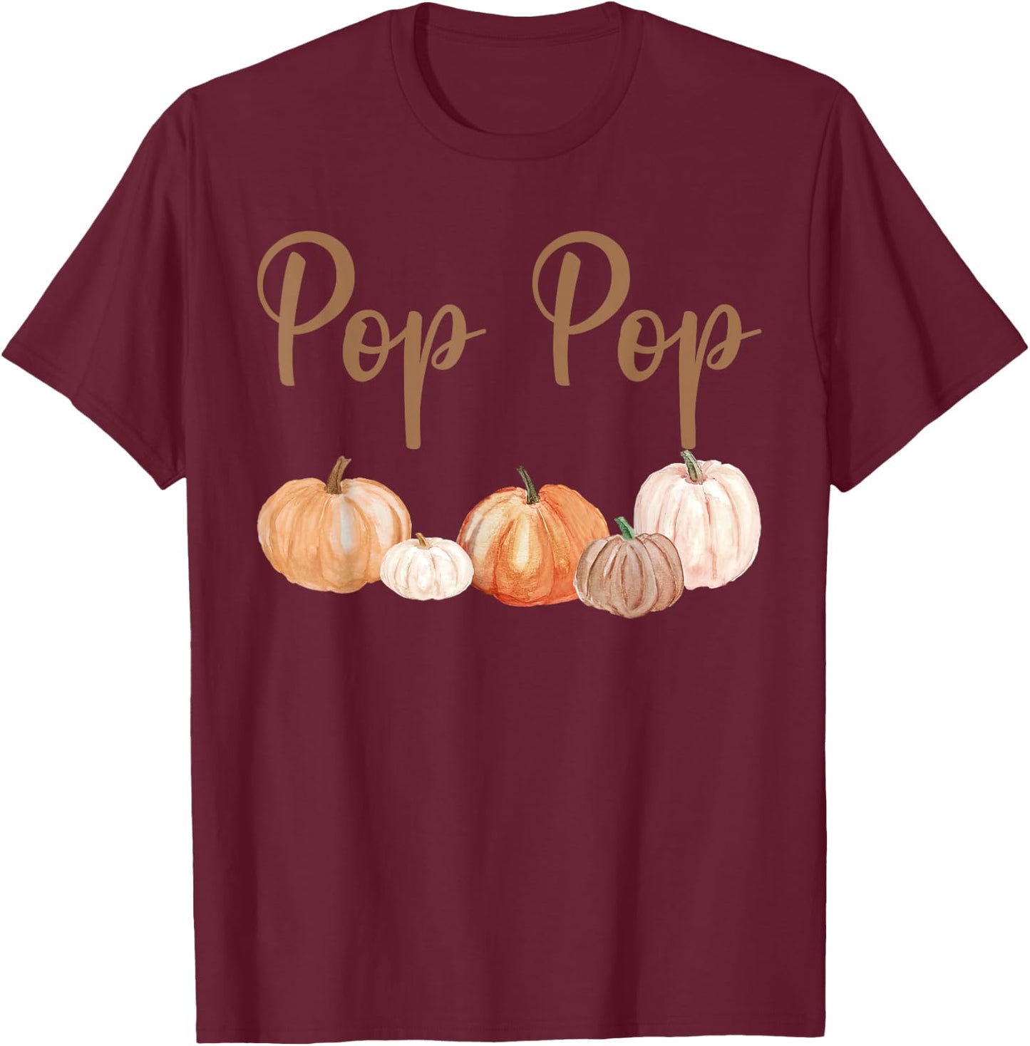 Pop Pop of Little Pumpkin First Birthday Autumn Pumpkin T-Shirt - T-Shirt | Maroon