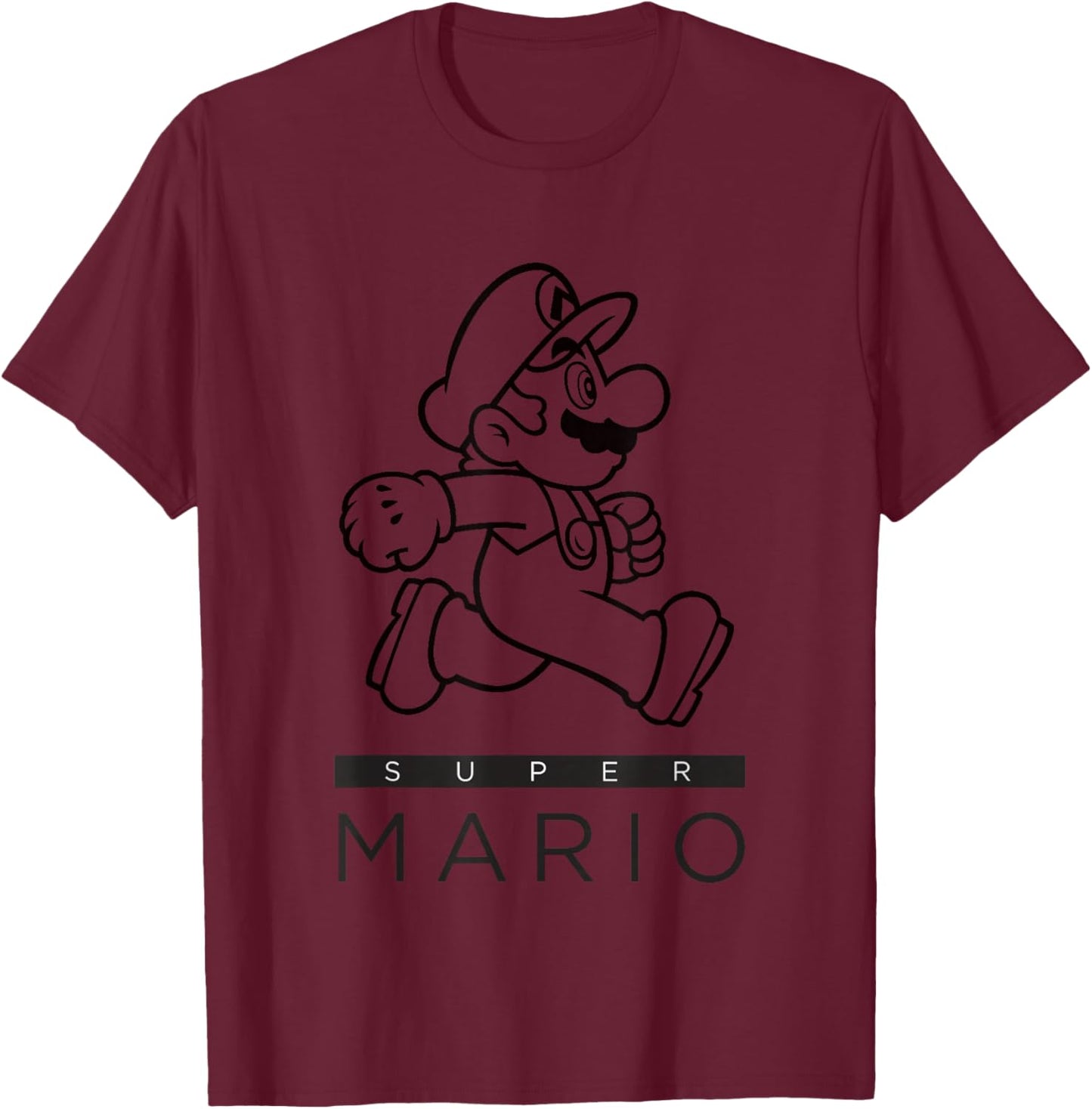 Super Mario Bros Vintage Running Mario Simple Portrait T-Shirt - T-Shirt | Maroon