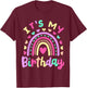 It's My Birthday Rainbow Boho Hippie Retro Groovy Girls Kids T-Shirt - T-Shirt | Maroon