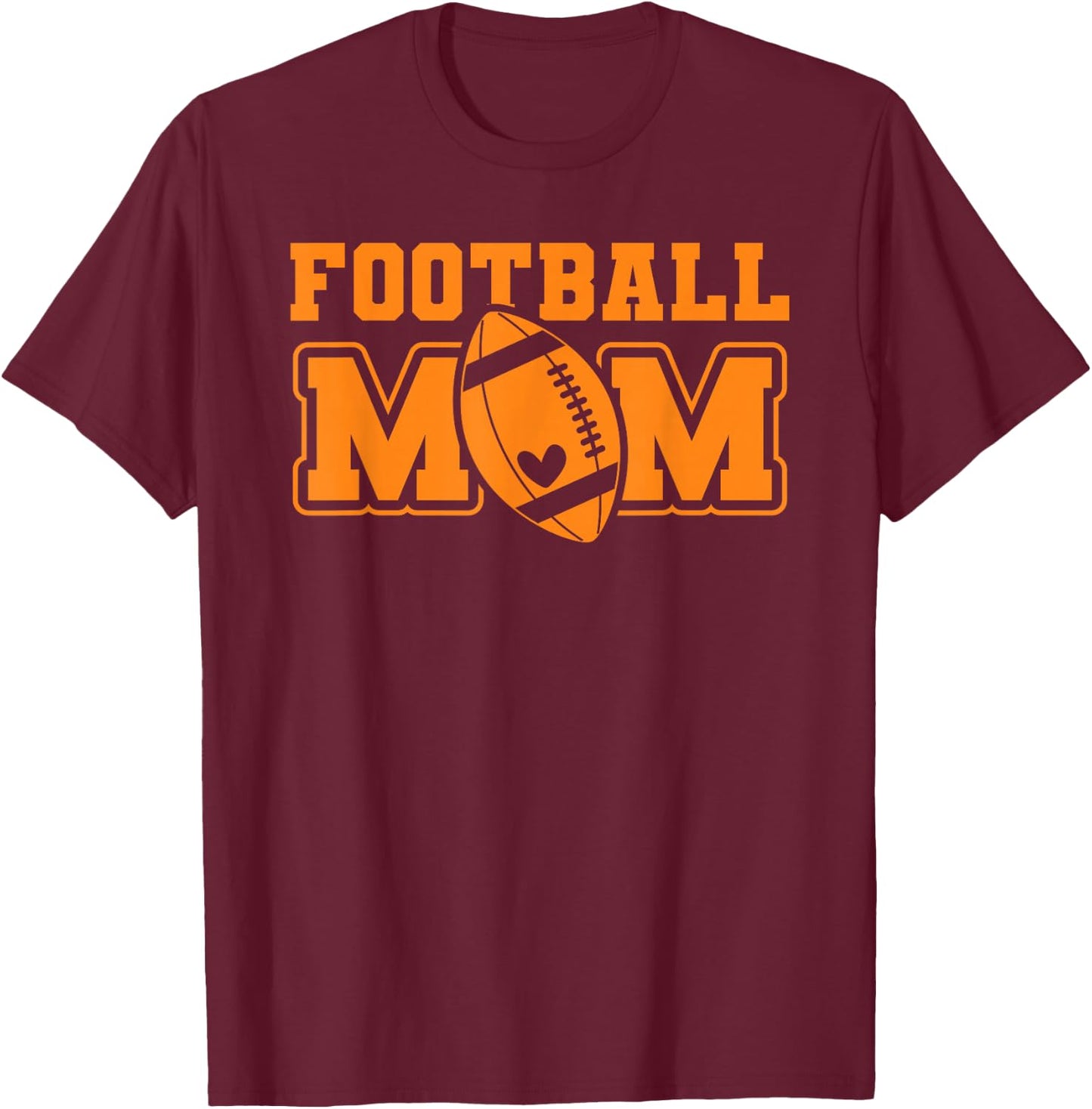 Game Day Orange and Black High School Football Mom T-Shirt - T-Shirt | Maroon