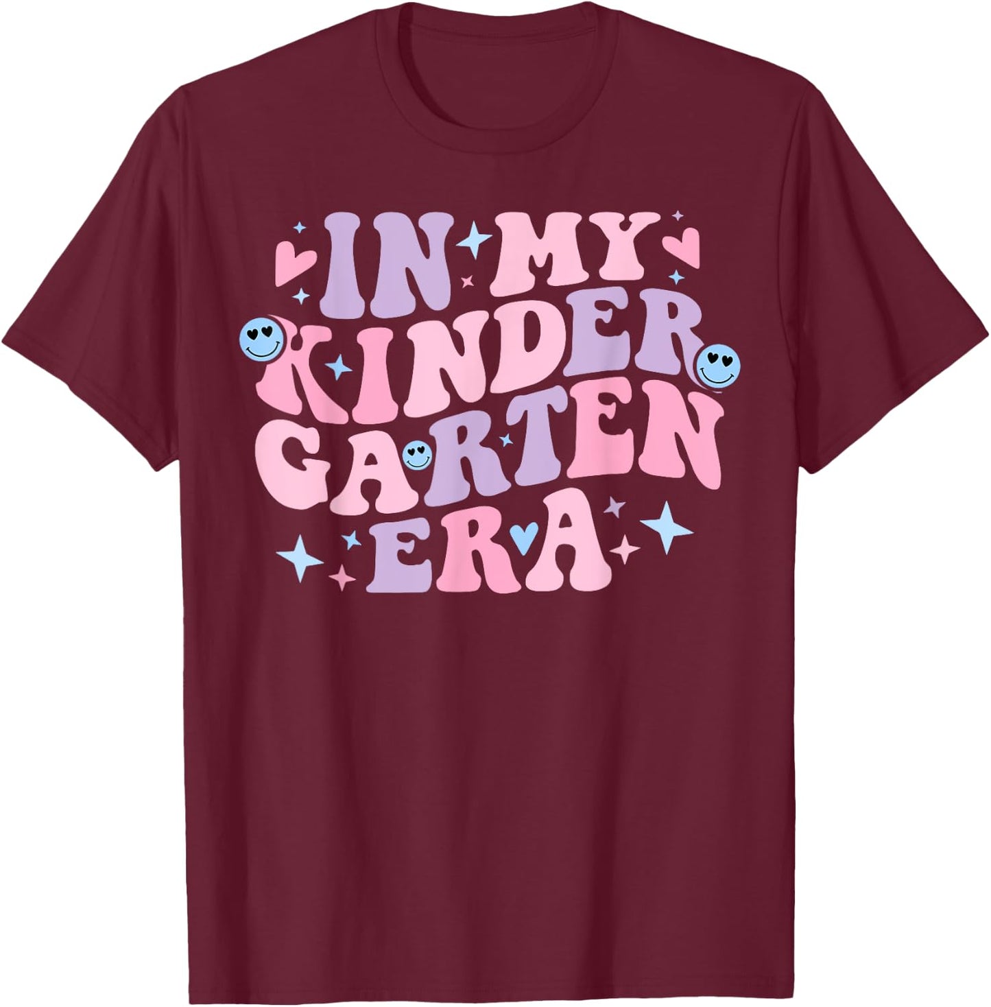 In My Kindergarten Era Groovy Back to School Teacher Student T-Shirt - T-Shirt | Maroon