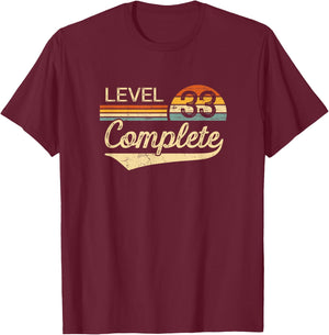 Level 33 Complete Vintage 33rd Wedding Anniversary T-Shirt - T-Shirt | Maroon