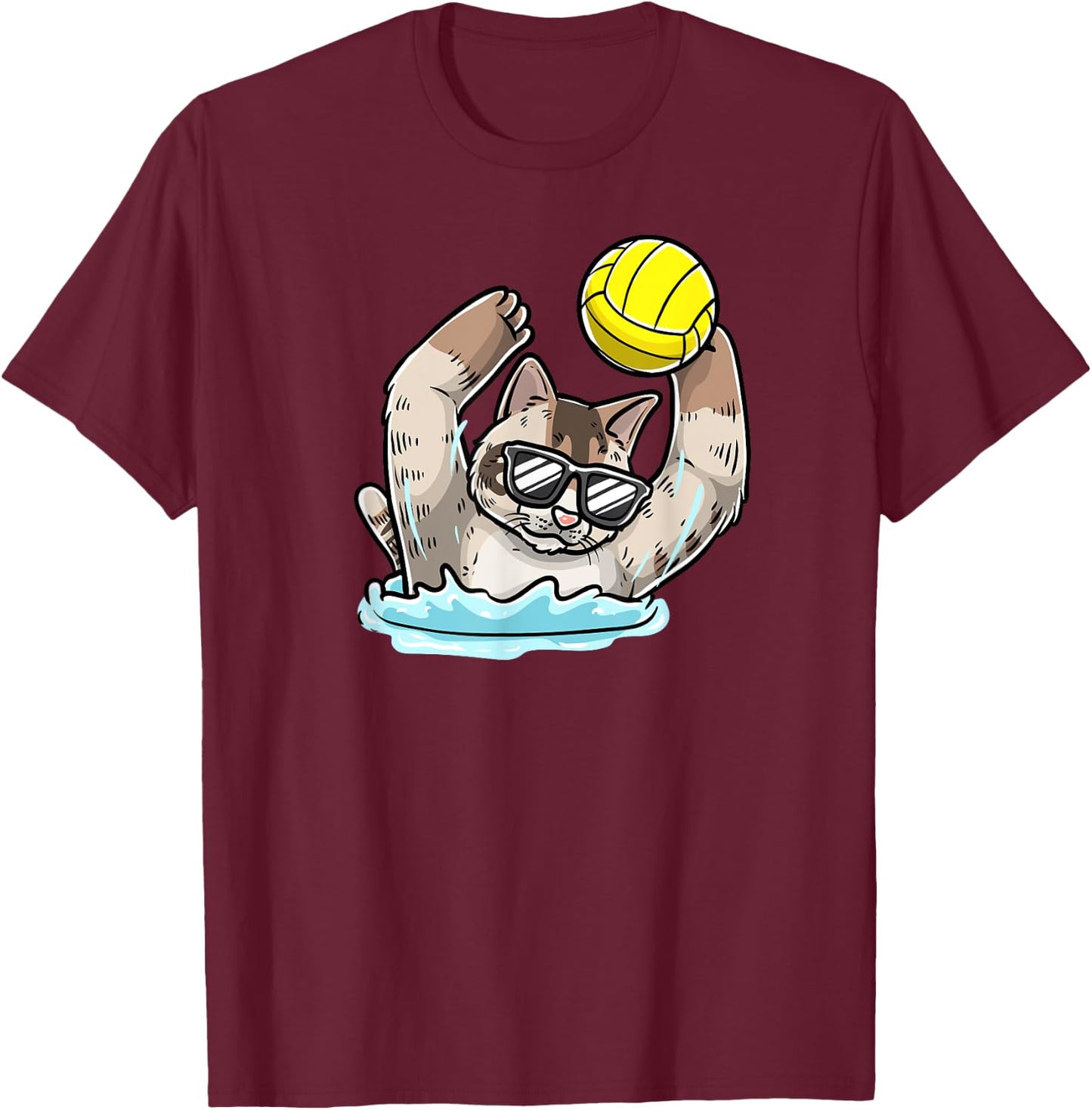 Water Polo Cat T-Shirt - T-Shirt | Maroon