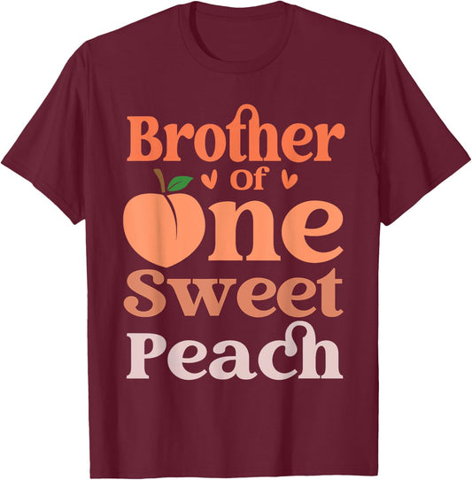 Brother Of The Sweet One 1st Birthday Peach Theme Family T-Shirt - T-Shirt | Maroon