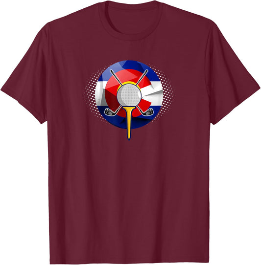 Colorado Golf - State Flag Colors T-Shirt - T-Shirt | Maroon