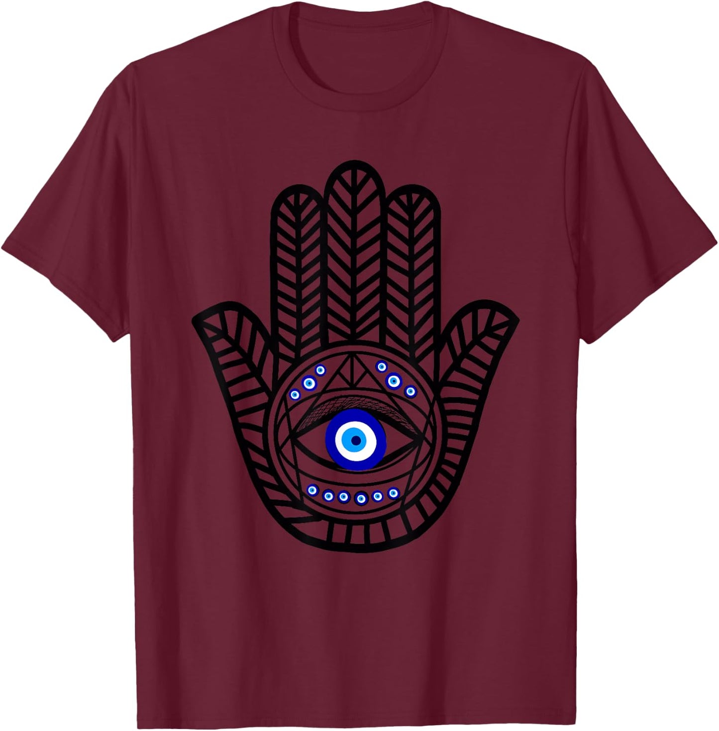 Nazar turkish eye evil eye protection hand of hamsa T-Shirt - T-Shirt | Maroon