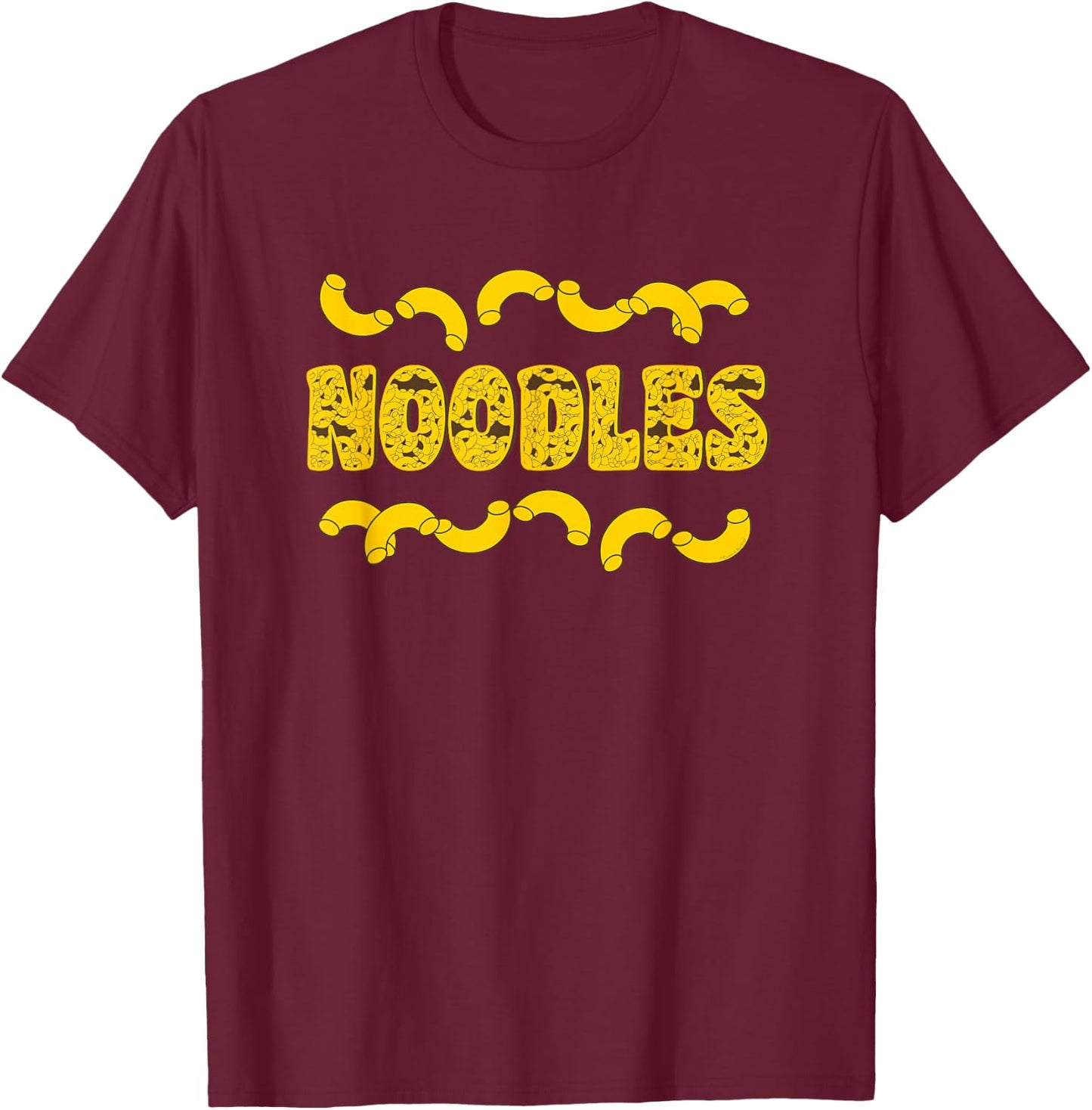 Noodles Text T-Shirt - T-Shirt | Maroon