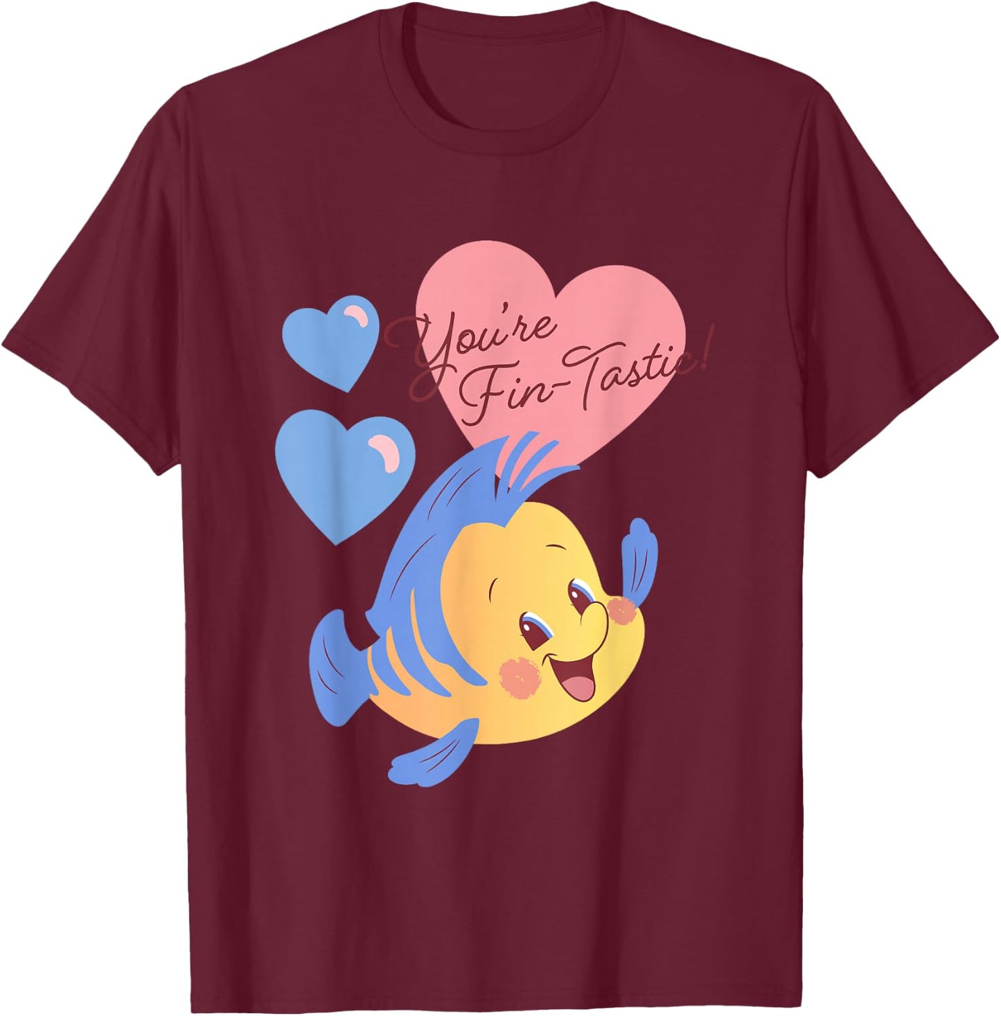 Disney The Little Mermaid Valentine's Day You're Fin-tastic! T-Shirt - T-Shirt | Maroon