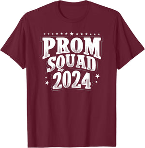 Prom Squad 2024 Graduate Prom Class of 2024 T-Shirt - T-Shirt | Maroon
