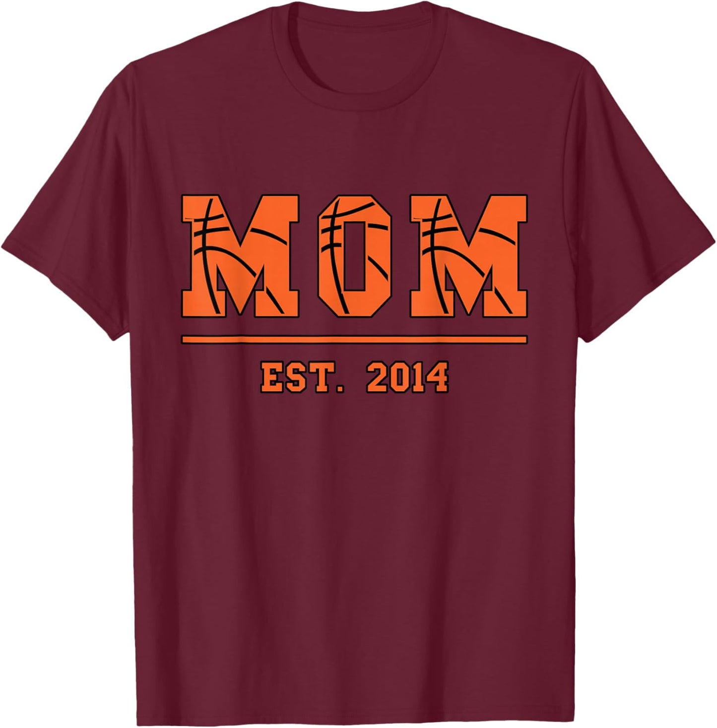 Mom Est. 2014 Funny Sports Year Established Mother Retro T-Shirt - T-Shirt | Maroon