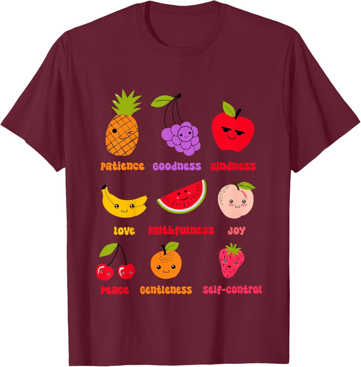 Christian Faith Religious Baby Fruits Fruit Of The Spirit T-Shirt - T-Shirt | Maroon