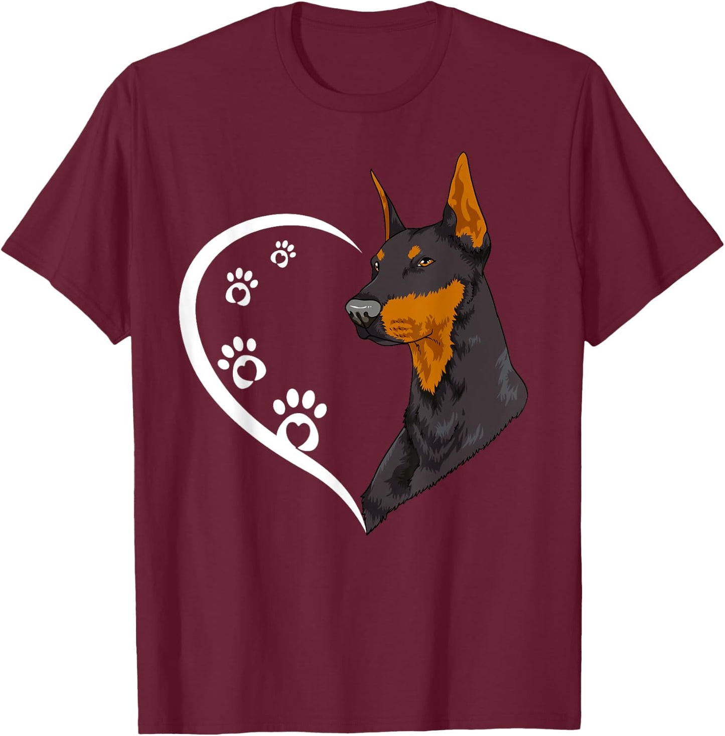 Doberman Pinscher Shirts Girls Kids Heart Cute T-Shirt - T-Shirt | Maroon