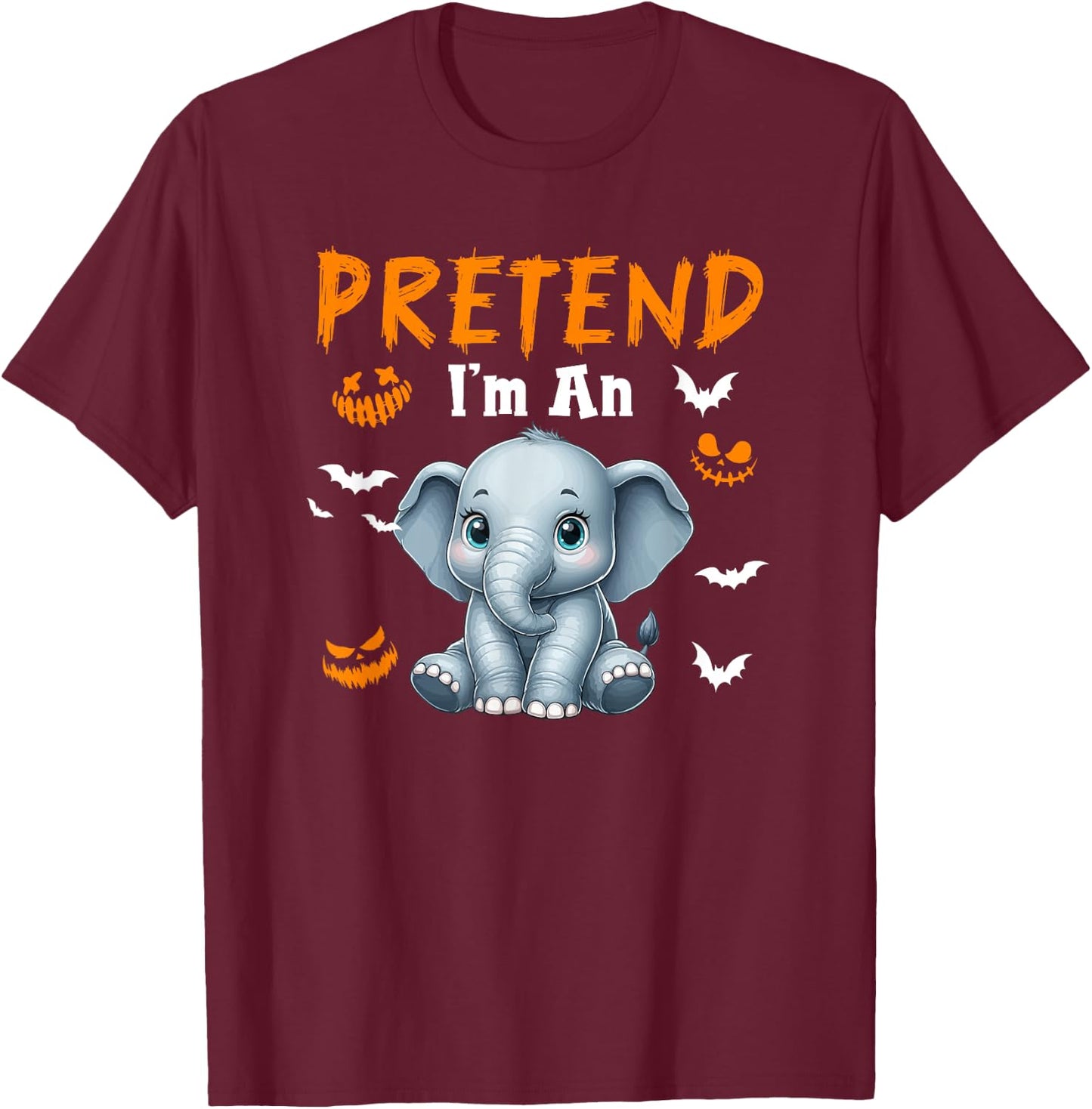Pretend I'm An Elephant Halloween Costume Animal Lover Kids T-Shirt - T-Shirt | Maroon