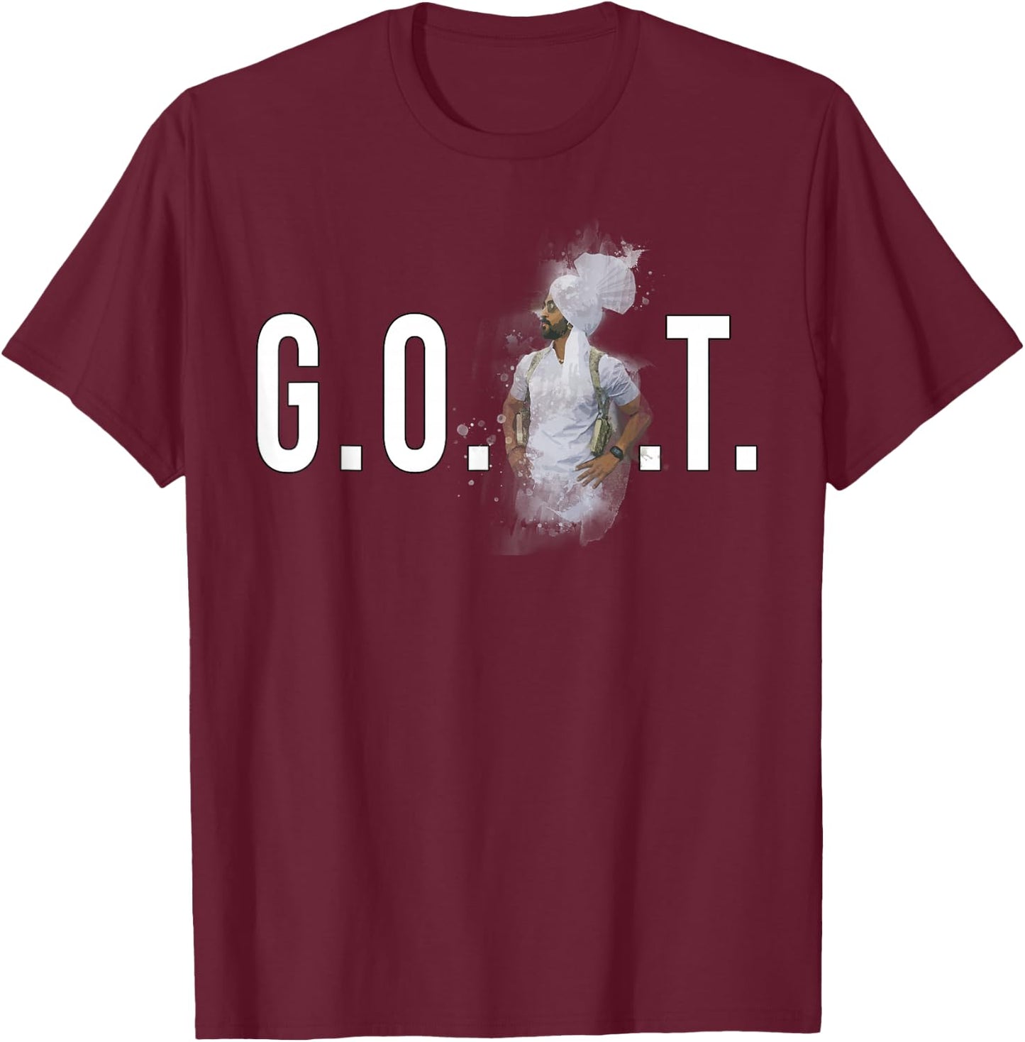 DILJIT DOSANJH | G.O.A.T. | Punjabi Singer | Desi Apparel T-Shirt - T-Shirt | Maroon