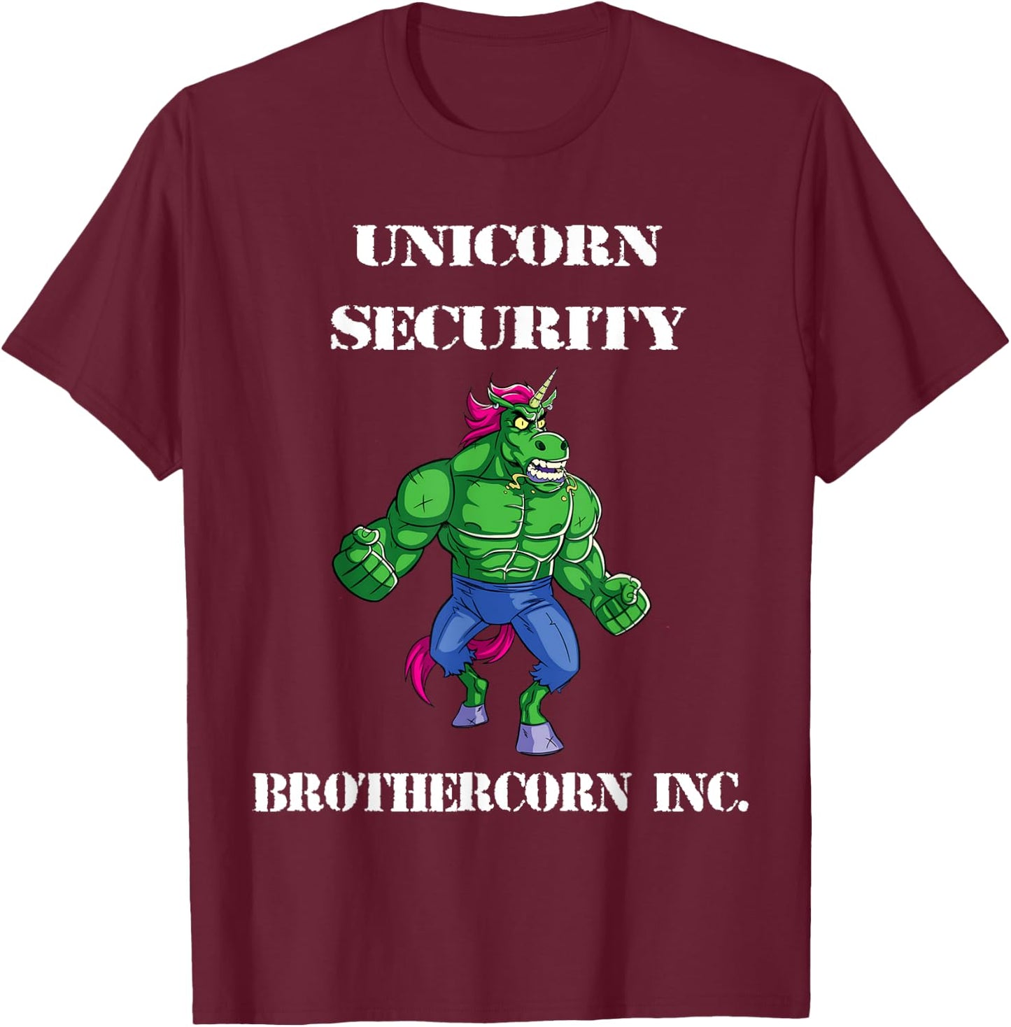 Unicorn Security Brothercorn Inc. T-Shirt - T-Shirt | Maroon