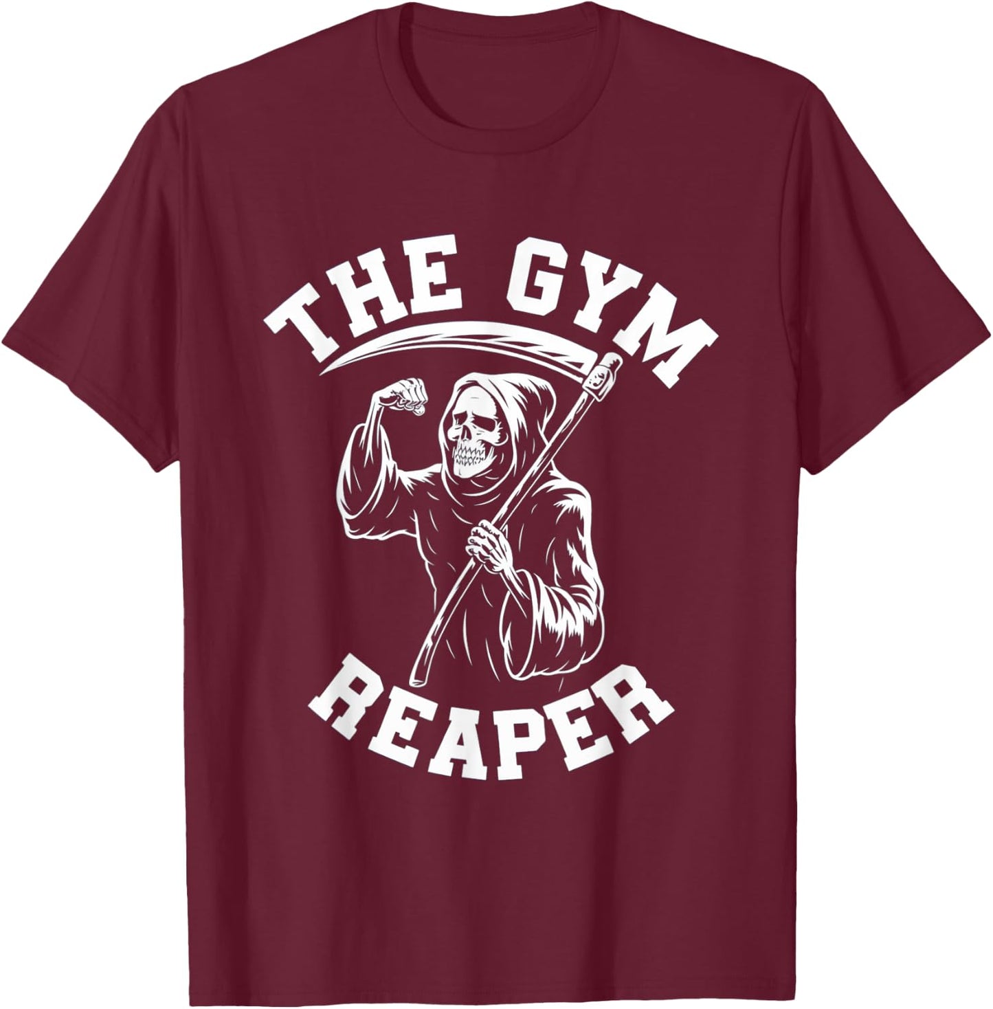 Funny Gym Reaper Skeleton Fitness Workout Halloween Costume T-Shirt - T-Shirt | Maroon