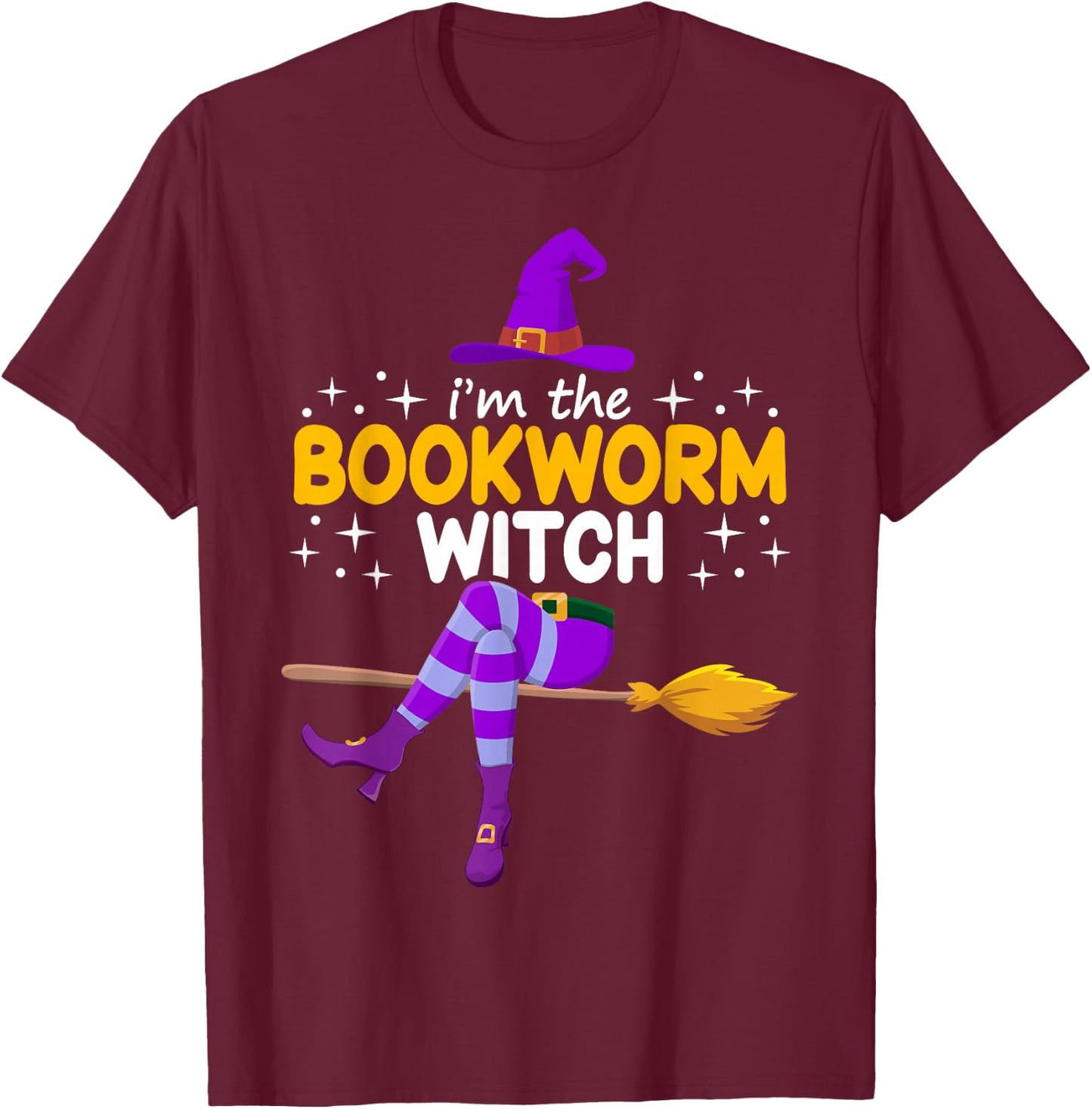 Im The Bookworm Witch Halloween Matching Costume Reading T-Shirt - T-Shirt | Maroon