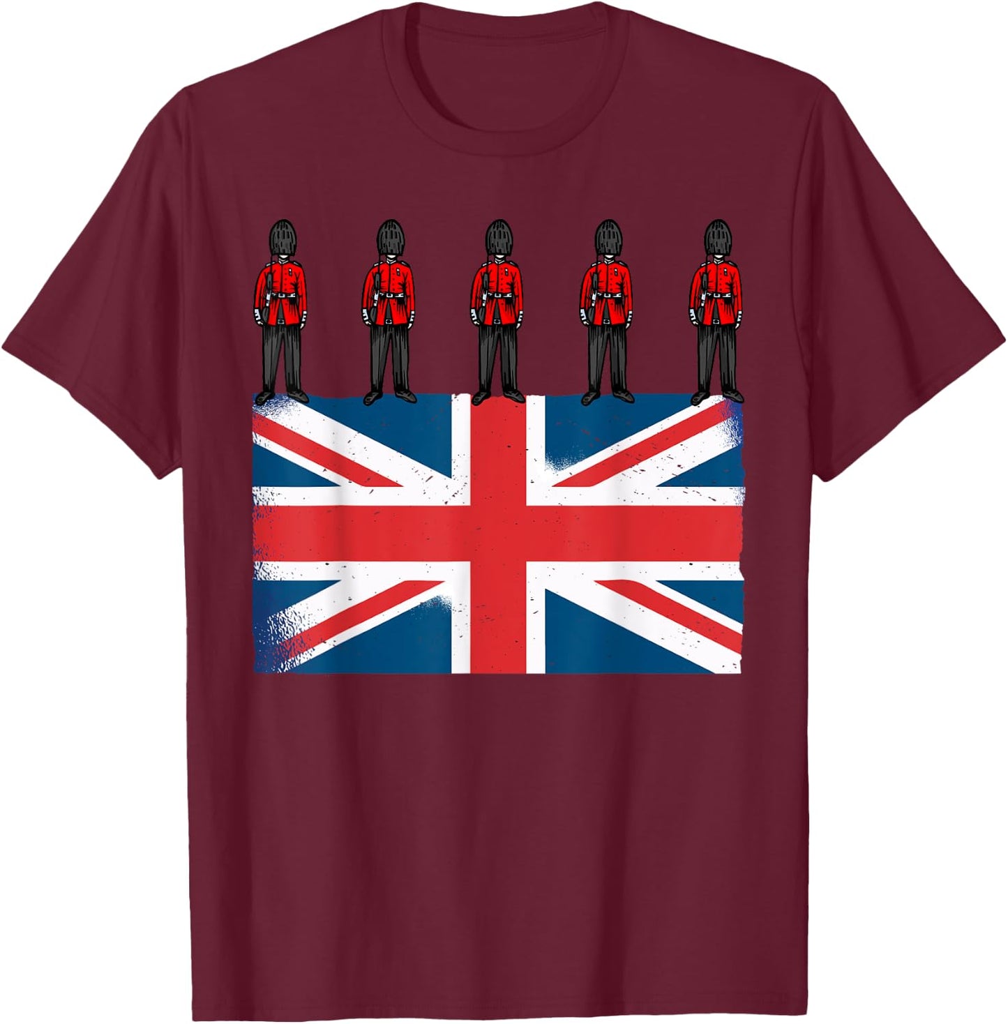 Kings British Guards King III London British Flag T-Shirt - T-Shirt | Maroon