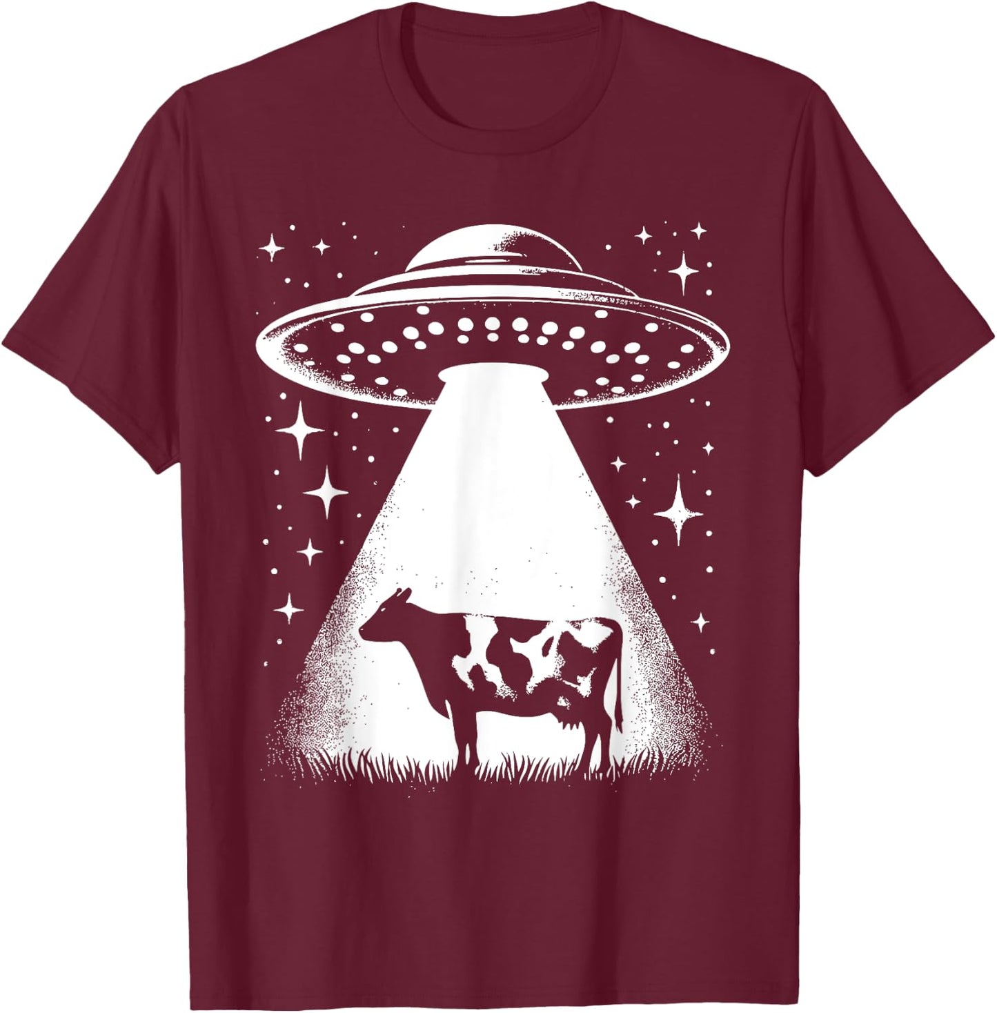 Cow Farmer Breeder - Funny Alien Normande Cattle UFO T-Shirt - T-Shirt | Maroon