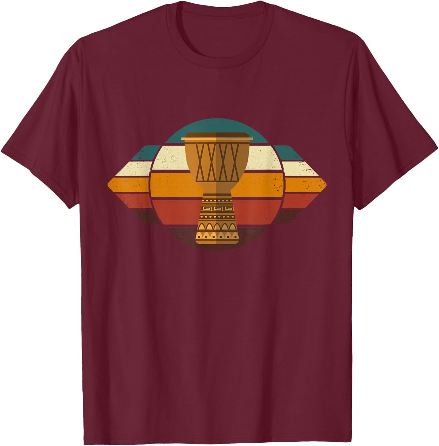 Djembe Vintage Djembe Player Drummer Retro African Drum T-Shirt - T-Shirt | Maroon