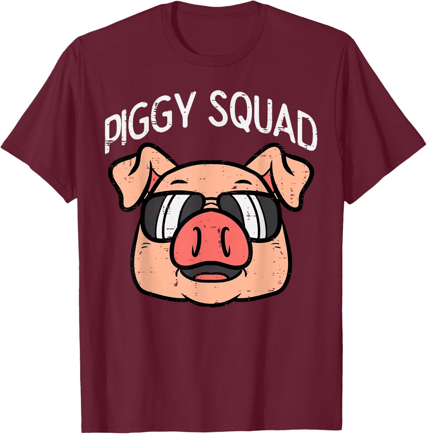 Piggy Squad Funny Pig Farmer Hog Farm Animal Men Women Kids T-Shirt - T-Shirt | Maroon