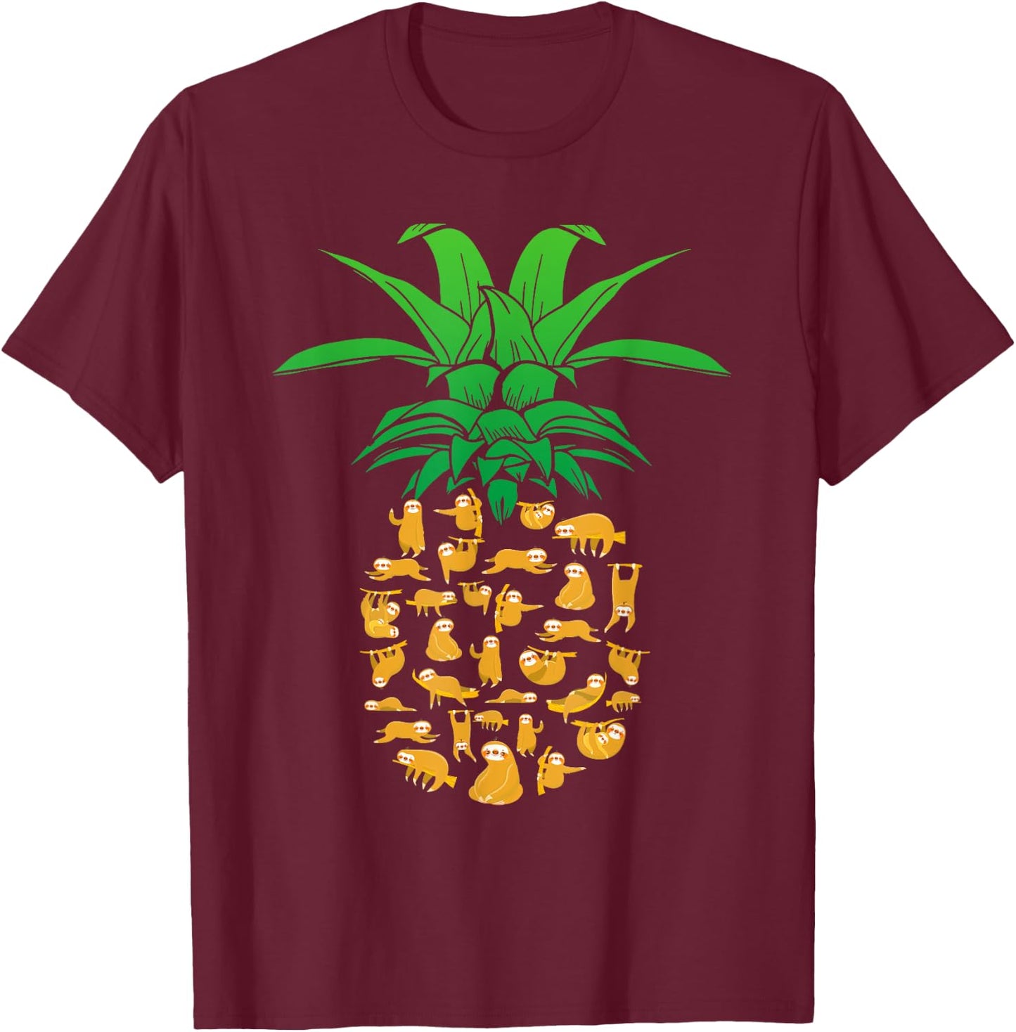 Sloth Pineapple Hawaii Beach Funny Sloth Gifts Women T-Shirt - T-Shirt | Maroon