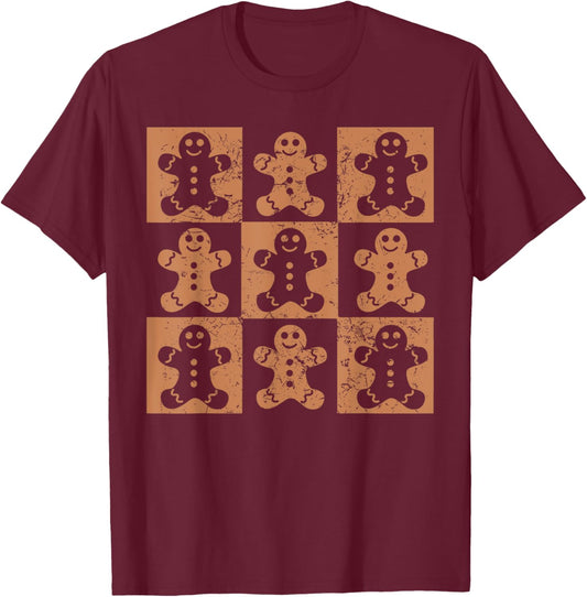Vintage Christmas Gingerbread Man Cookie Baking Xmas Holiday T-Shirt - T-Shirt | Maroon