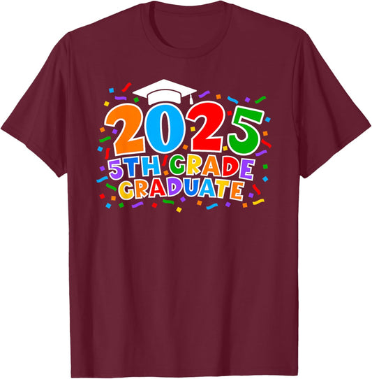 5th Fifth Grade Graduate 2025 Graduation Class Of 2025 Kids T-Shirt - T-Shirt | Maroon