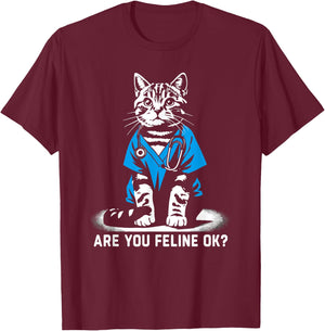 Retro Cat Nurse Gifts Nurse Week Gifts Men Women Funny Nurse T-Shirt - T-Shirt | Maroon