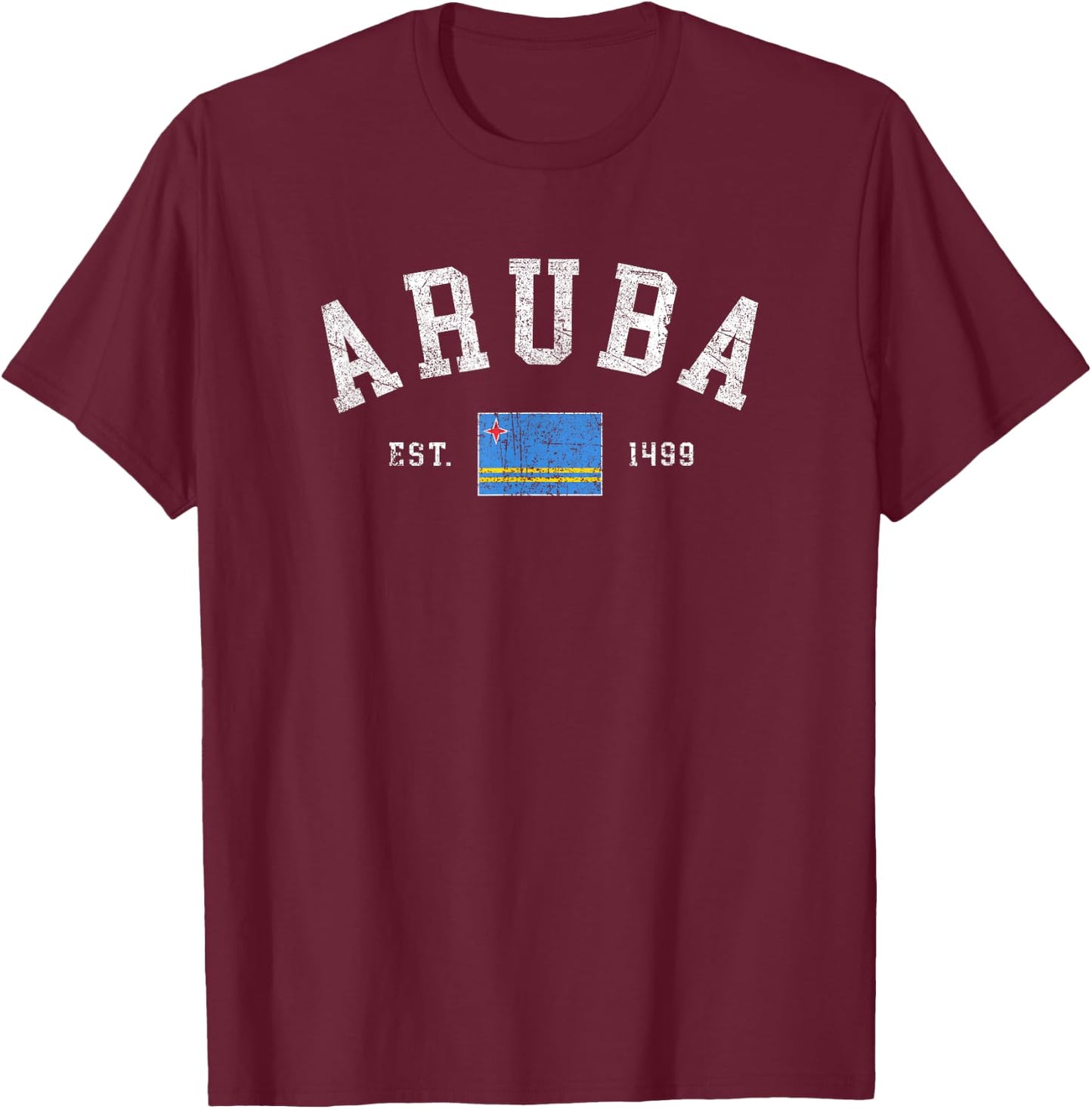 Vintage Aruba Flag Cruise Vacation Souvenir T-Shirt - T-Shirt | Maroon