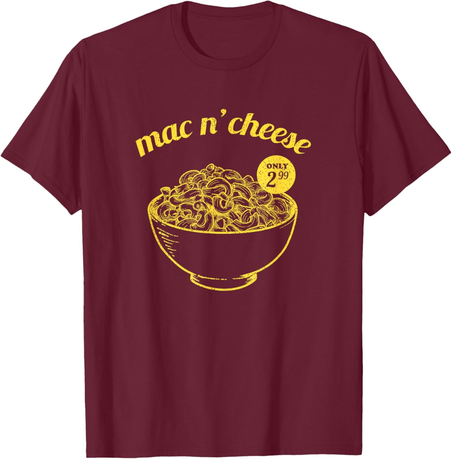 Mac n Cheese - Retro Vintage Mac n'cheese T-Shirt - T-Shirt | Maroon