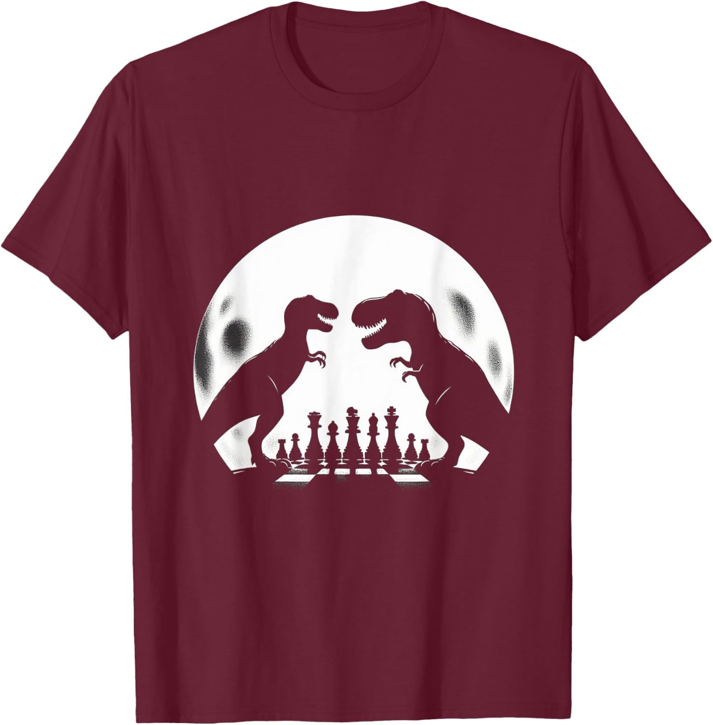 Funny Dinosaur T-Rex Chess Player Board Game - Chess T-Shirt - T-Shirt | Maroon