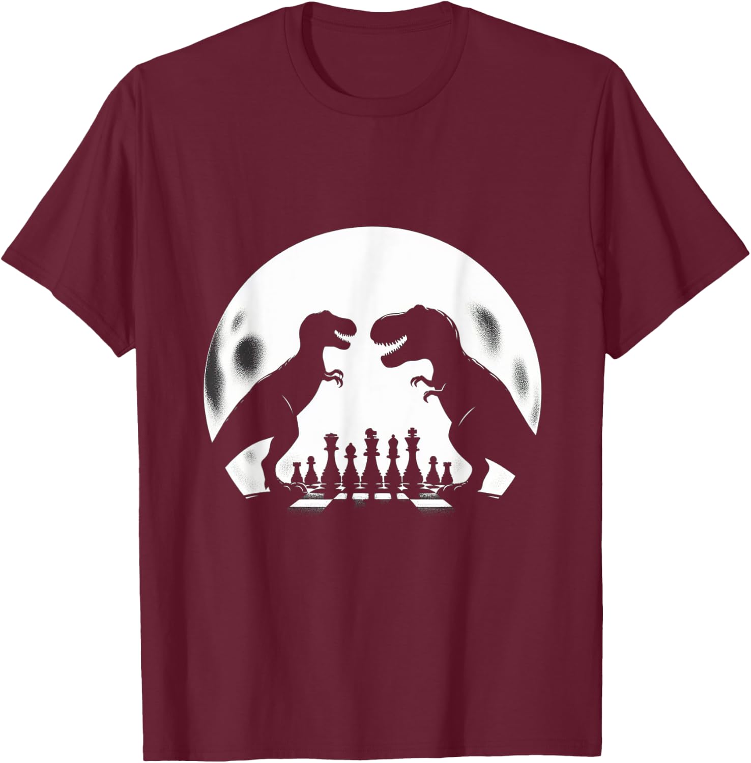 Funny Dinosaur T-Rex Chess Player Board Game - Chess T-Shirt - T-Shirt | Maroon