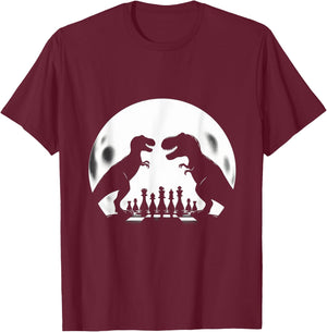 Funny Dinosaur T-Rex Chess Player Board Game - Chess T-Shirt - T-Shirt | Maroon