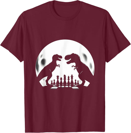 Funny Dinosaur T-Rex Chess Player Board Game - Chess T-Shirt - T-Shirt | Maroon