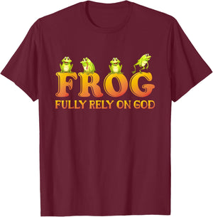 Fully Rely On God Frog Kids Shirt Fully Rely On God Frog T-Shirt - T-Shirt | Maroon