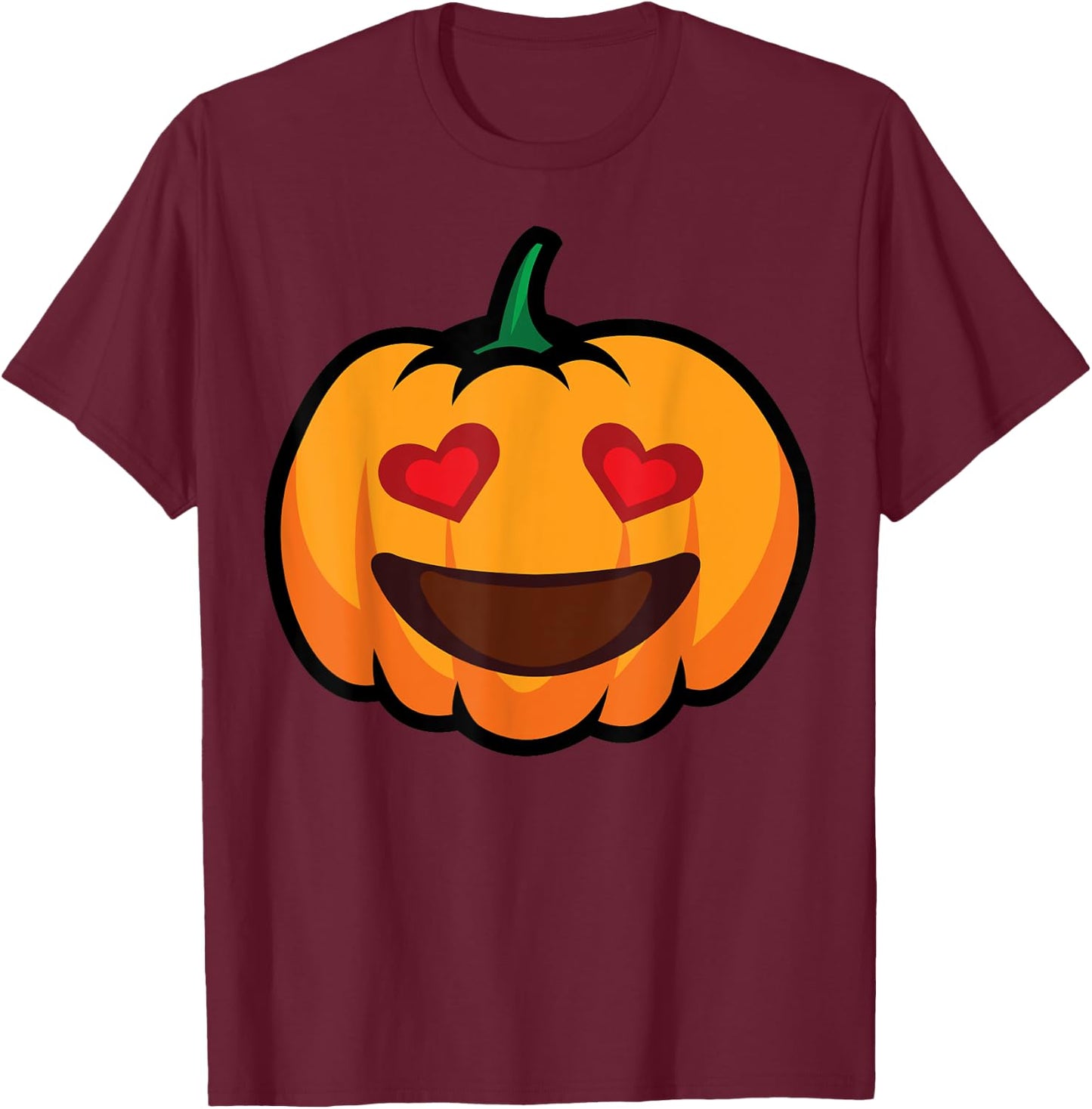 Pumpkin Big Smile & Love Eyes Funny Halloween Costume T-Shirt - T-Shirt | Maroon