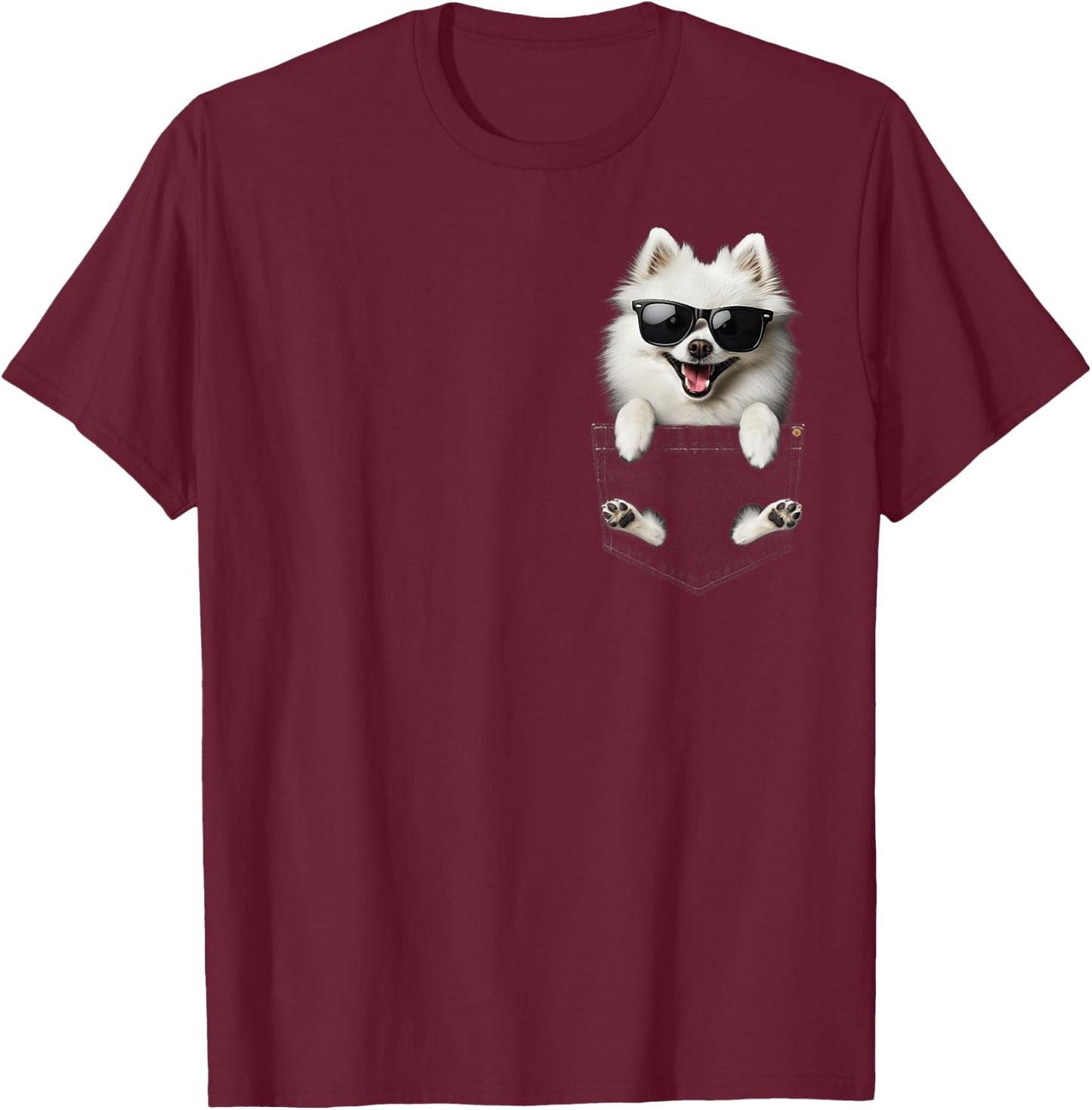 Pocket American Eskimo Dog Cute Dog Lover Owner Gift T-Shirt - T-Shirt | Maroon