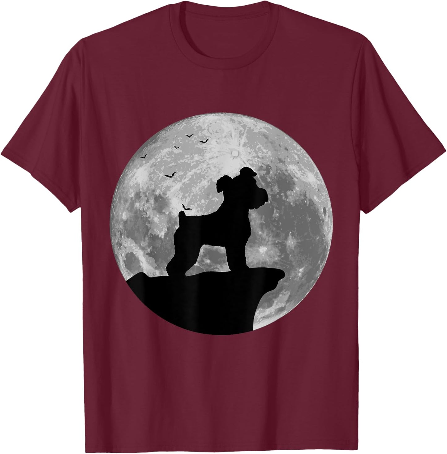 Miniature Schnauzer Silhouette In The Moon Halloween Costume T-Shirt - T-Shirt | Maroon