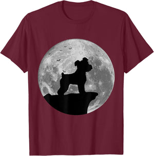 Miniature Schnauzer Silhouette In The Moon Halloween Costume T-Shirt - T-Shirt | Maroon