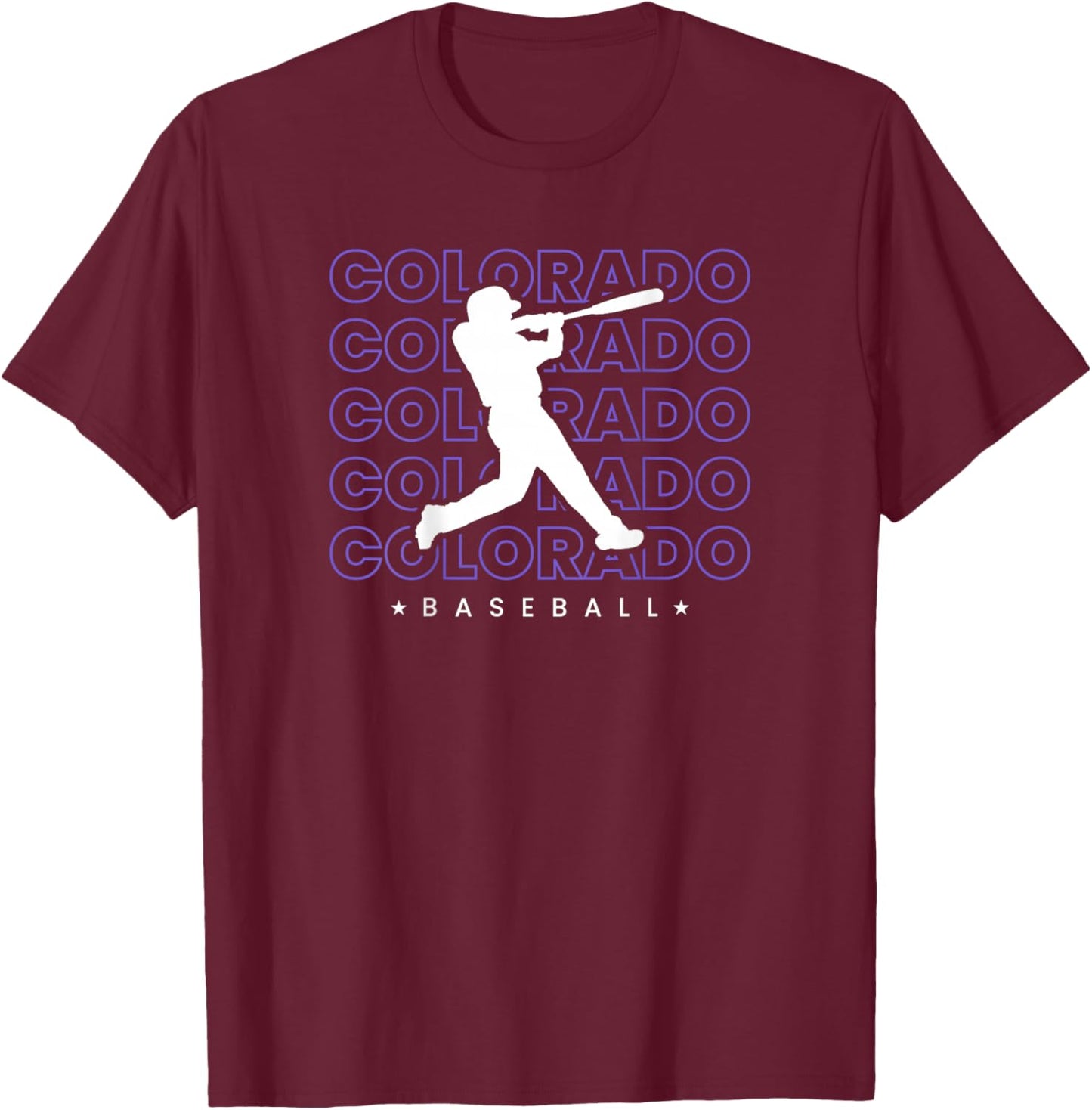 Colorado Baseball Backprint Retro Minimalist Baseball Lover T-Shirt - T-Shirt | Maroon