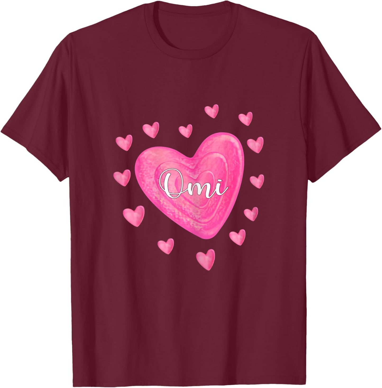 Valentine’s Day Lovely Omi Heart T-Shirt - T-Shirt | Maroon