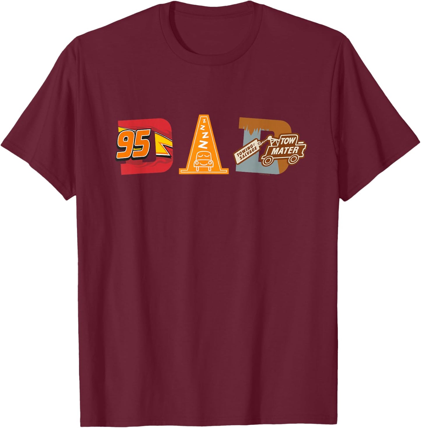 Disney and Pixar’s Cars Cozy Cone Dad Father’s Day Birthday T-Shirt - T-Shirt | Maroon