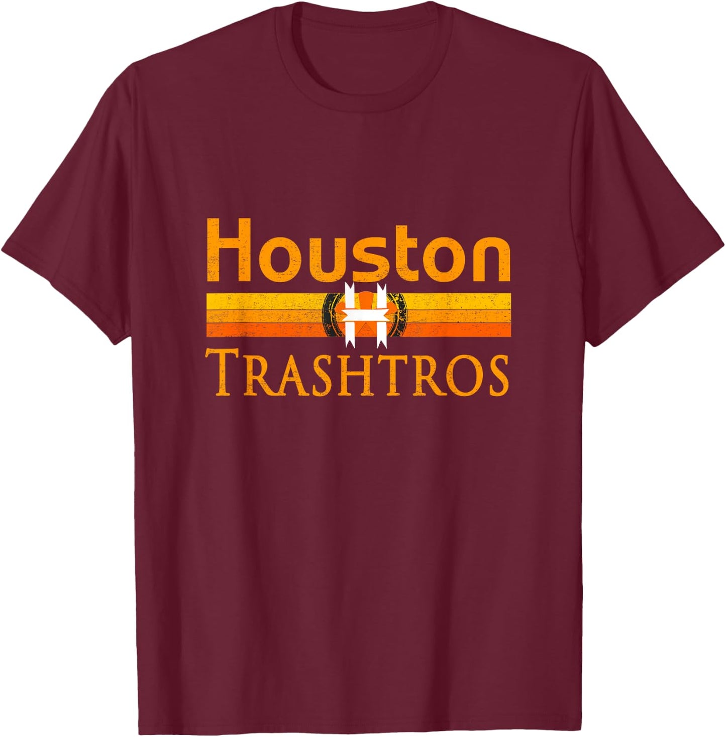 Houston Trashtros Asterisks Cheated in 2017 Funny Baseball T-Shirt - T-Shirt | Maroon