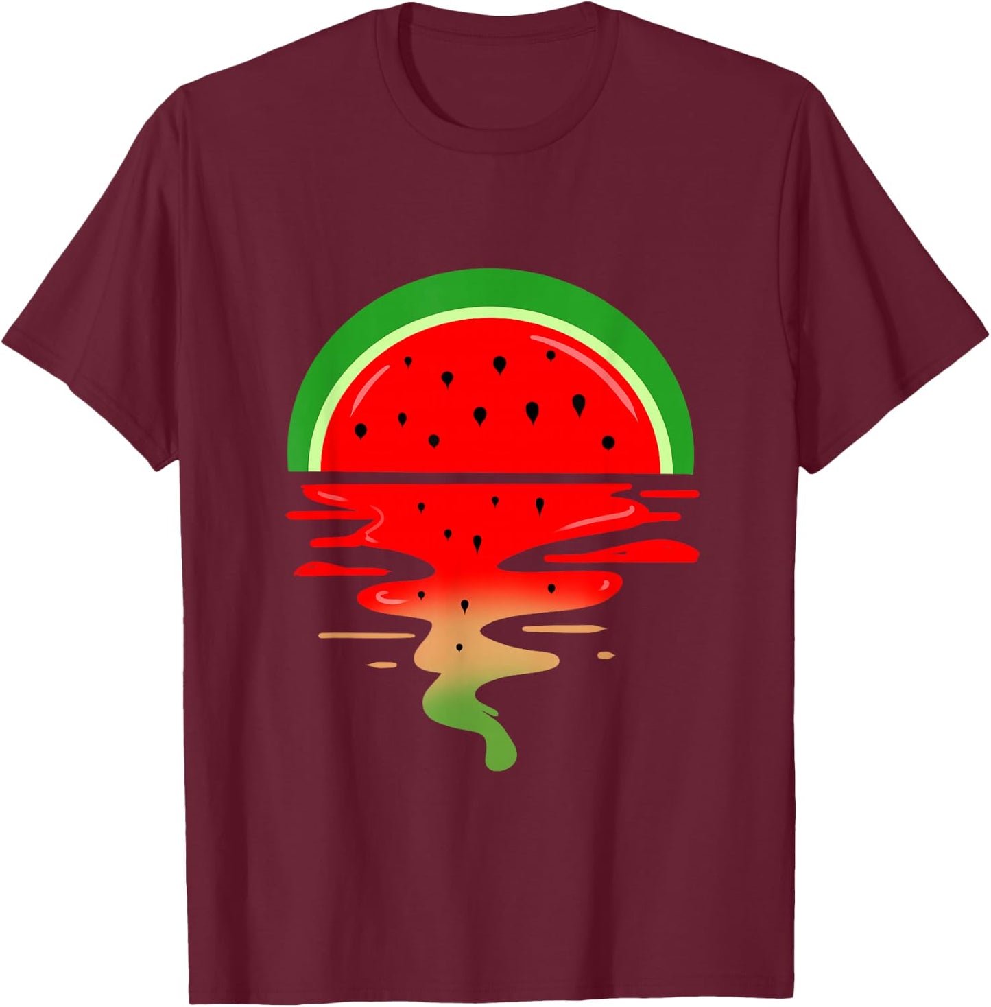 Summer Watermelon Sunset T-Shirt - T-Shirt | Maroon