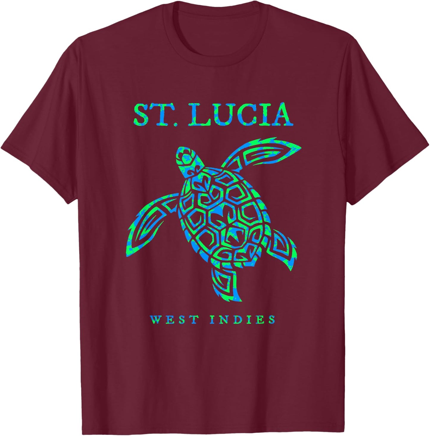 St Lucia Sea Turtle Travel Cruise Vacation Souvenir T-Shirt - T-Shirt | Maroon