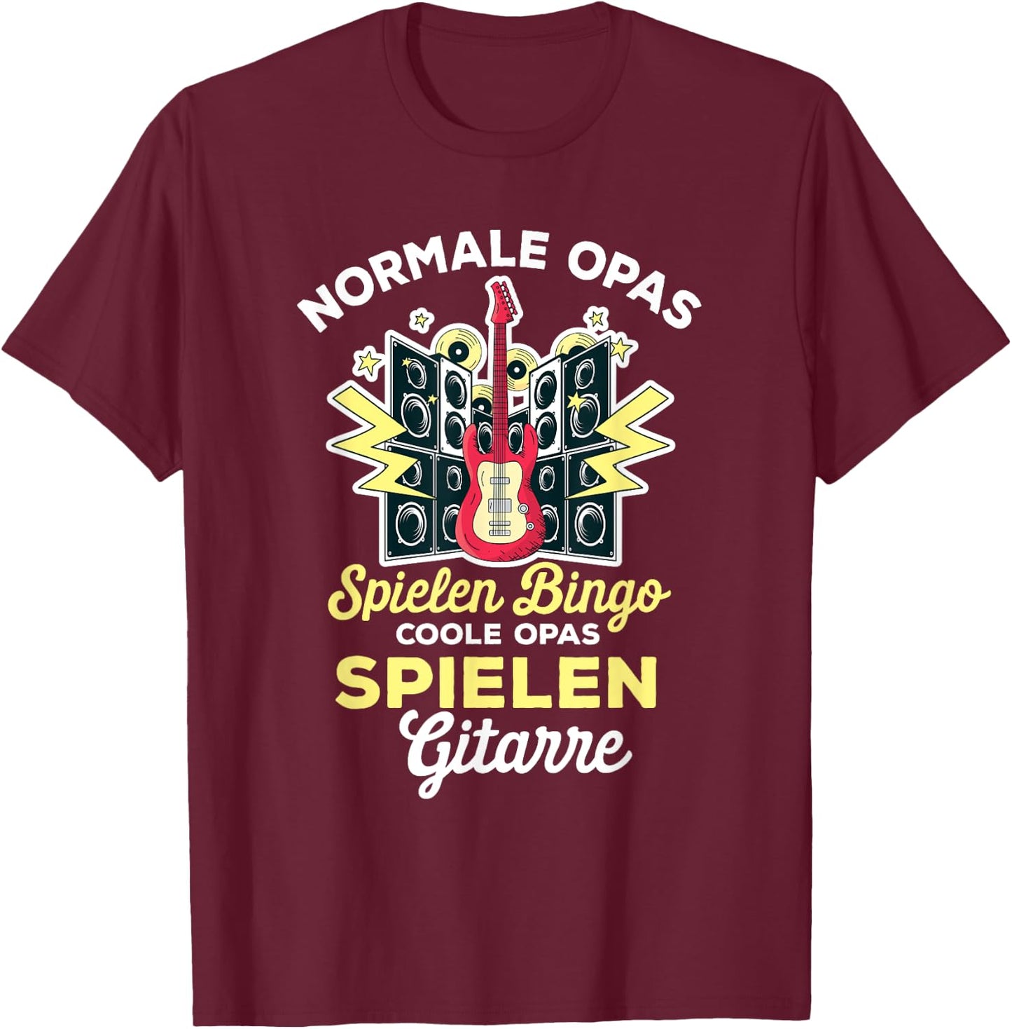 Normal Grandpas Playing Bingo Cool Grandpa Playing Guitar T-Shirt - T-Shirt | Maroon