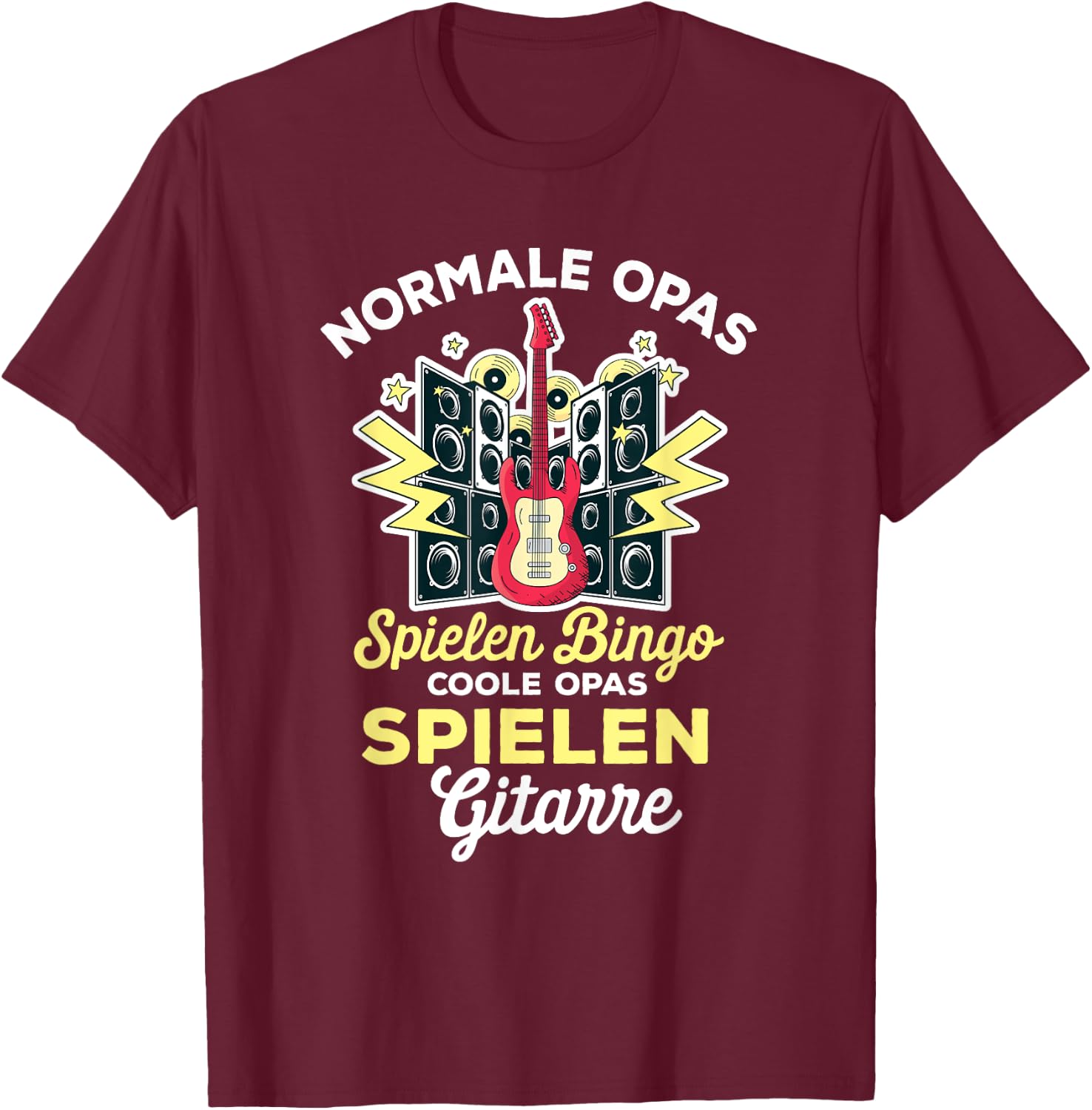 Normal Grandpas Playing Bingo Cool Grandpa Playing Guitar T-Shirt - T-Shirt | Maroon